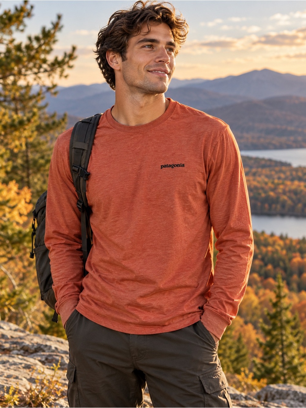 Patagonia Men’s Long Sleeve Responsibili-Tee Burnt Orange |Large| Gorpcore Fall